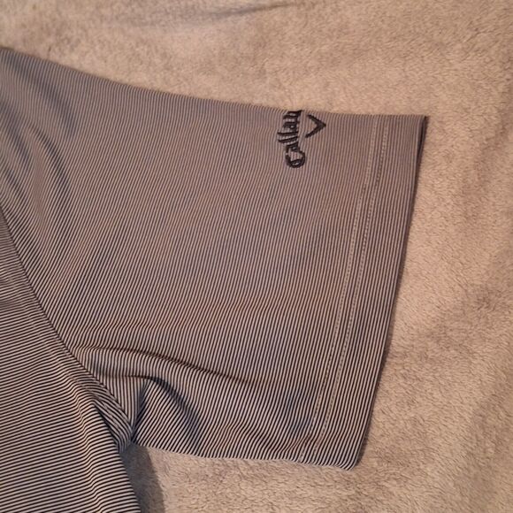 ⛳Callaway Opti-Dri Gray Golf Short Sleeve Logo Men Polo Shirt XL Pin Striped - Picture 3 of 12